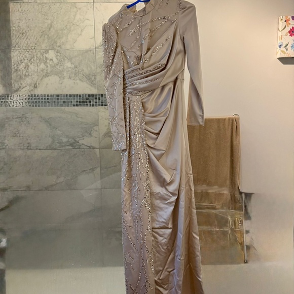 Aslan Polat Champagne Evening Dress - Picture 3 of 4